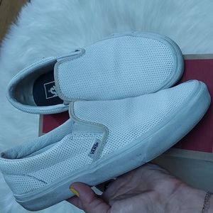 Vans leather white perforated slip ons sneakers